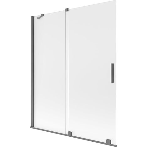 Mexen Velar paratia da vasca da bagno scorrevole a 2 ante 140 x 150 cm, smerigliato, gun metal - 896-140-000-31-95 (1/2)