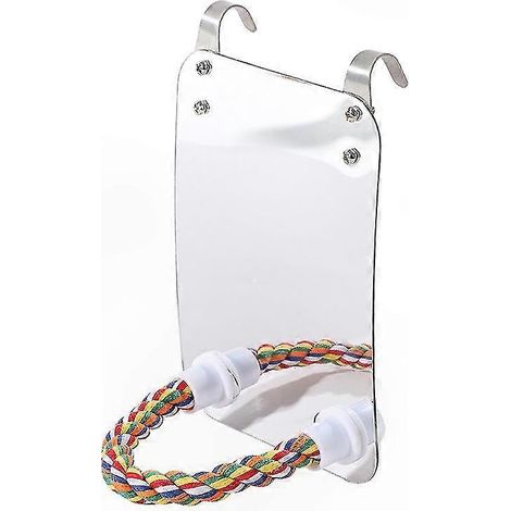 Vogelsitzstange mit Spiegel und Schaukel, Hängespielzeug für Wellensittiche, Kanarienvögel und kleine Vögel, Seilspielgerät, Käfigzubehörset, Haustierspielzeug. (1/3)
