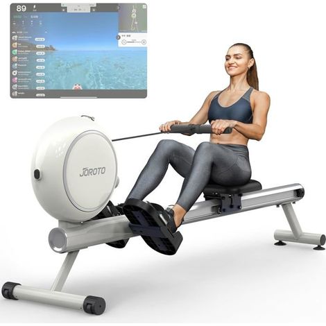 JOROTO JR40W Heimtrainer Rudergerät 8 Stufen Magnetwiderstand, ausziehbare Aluminium-Schiene mit Bluetooth und LCD-Display, Tragfähigkeit 140kg