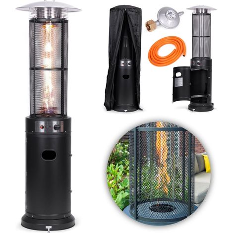 Stufa da esterno a gas, 13 kW, per terrazza, giardino e patio, regolatore, tubo flessibile, copertura, MultiGarden