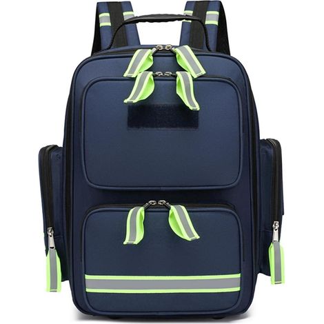 Notfall-Trauma-Rucksack mit großer Kapazität und reflektierenden Streifen, Blau