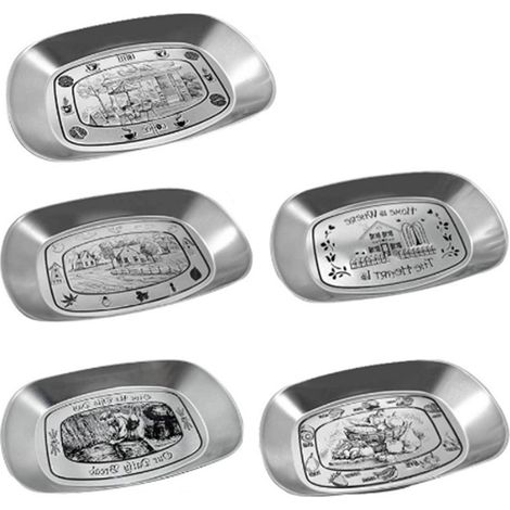 Plateau à Fruits Vintage Acier Inoxydable Alimentaire Grande Capacité Calibre Profond Coins Arrondis Portable Camping Vaisselle 5 Pièces (1/5)