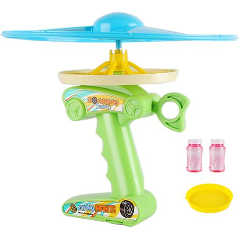 Machine à bulles manuelle avec tirette, disque volant lumineux, jouet d'eau d'extérieur pour l'été, cadeau idéal pour les fêtes d'enfants (garçons et filles). (1/5)