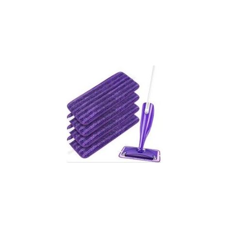Pack de 4 lingettes réutilisables en microfibre pour balais Swiffer WetJet Lavables en machine Capacité d'absorption élevée pour sols durs-Crezuo (1/5)