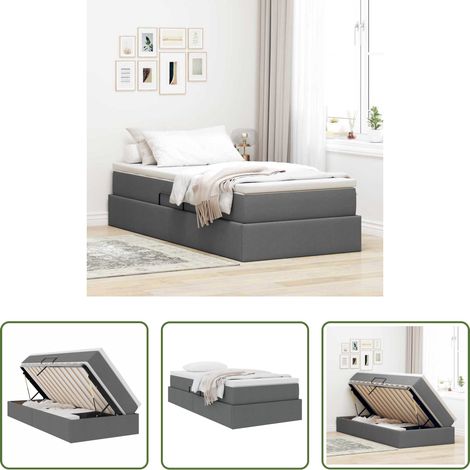 Matratze - Aufbewahrungsbett mit Matratze Dunkelgrau 90 x 190 cm Polyester (1/5)
