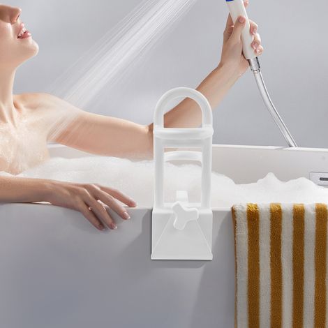 【Chauffage et ventilation】Baigne d'assistance supérieure et inférieure, adapté pour l'épaisseur de la paroi de la baignoire de 8 à 17 cm, aides de bain pour les personnes âgées, aucune installation de (1/5)