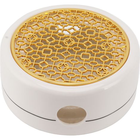 Chauffe-théière en céramique avec base chauffante concave circulaire de 11,8 cm avec joint doré, idéale pour les plans de travail de cuisine. (1/5)