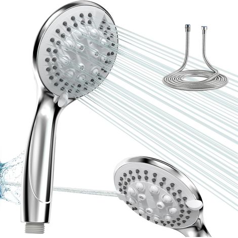 Pommeau de Douche avec Flexible 1,5m, Haute Pression Anticalcaire (1/5)