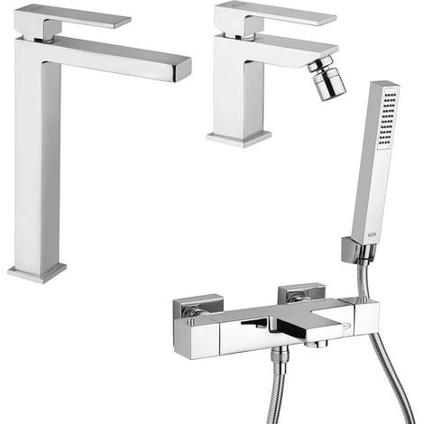 Set miscelatori lavabo alto bidet e gruppo vasca termostatico Jacuzzi Rubinetteria serie Twinkle (1/5)