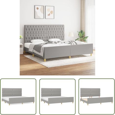 The Living Store Cadre de lit sans matelas avec tête de lit gris clair tissu - Cadre De Lit - Lit Avec Têted'appui - Literie - Meubles De Chambre - Meuble Design (1/5)