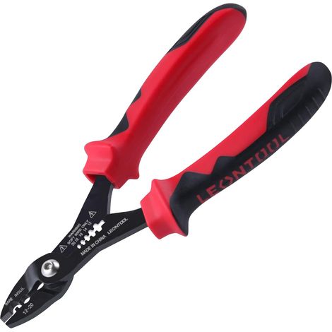 Pince électricienne 4 en 1, coupe-fil, sertisseur, pince de préhension et dénudeur – Pince compacte 17,8 cm pour fils 12-20 AWG (isolés et non isolés), poignée en TPR (1/5)