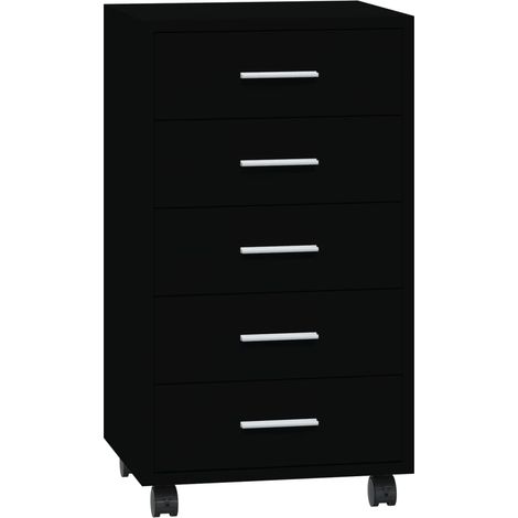 Cassettiera con Ruote Nero in Legno Multistrato vidaXL (1/5)