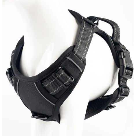 No Pull Dog Harness, Reflective Comfortable Vest Harness with Front & Back Easy Control Handle Adjustable Soft Padded Pet Vest for Small to Large Dogs (Large,Black) (1/5)