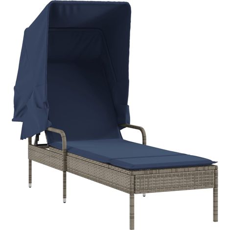Maison Exclusive - Sonnenliege mit Sonnendach Grau Poly-Rattan