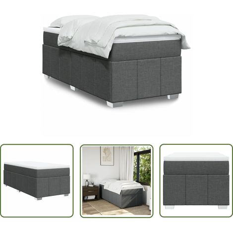 vidaXL Boxspringbett mit Matratze Dunkelgrau 100x200 cm Stoff (1/5)