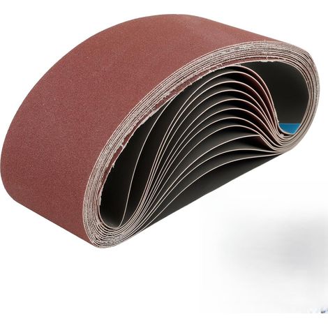 Ensemble de 12 Bandes Abrasives 75 x 533 mm pour Ponceuses à Bande – Mixte avec Grains 80, 120 et 150, pour le Bois, Métal et Plastique (1/5)