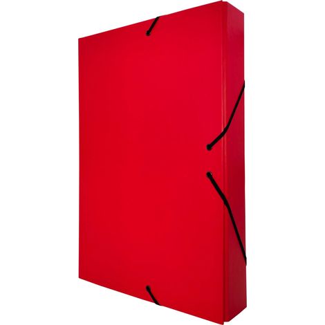 Chemise Cartonnée A4, Taille 34 x 24 cm, Épaisseur 5 cm, Pochette de Rangement pour Papiers Administratifs à Fermetures Élastiques, Boîte pour Archives (Dos de 5 cm, Rouge) (1/5)