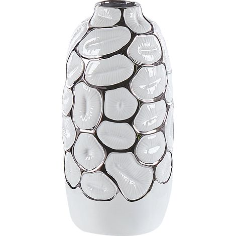 Florero decorativo de gres blanco 34 cm accesorio glamour moderno Cenabum