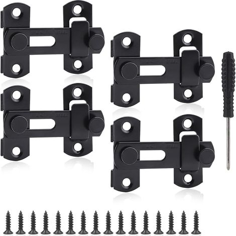 Loquet de porte en acier inoxydable 4 pièces Verrou de porte 3 pouce Loquets et Verrous，Verrou Porte Coulissante Interieure pour portes, fenêtres, jardins, salles de bains, placards