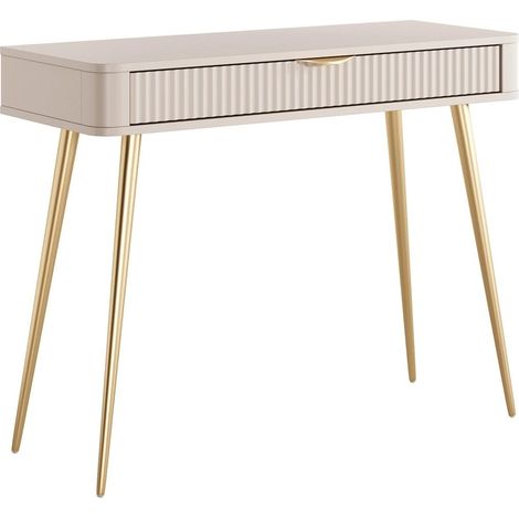 Mobilier1 – Console beige 78x101x38cm – Stratifié MDF avec tiroirs – Poignées en métal – Fabriqué en Union Européenne