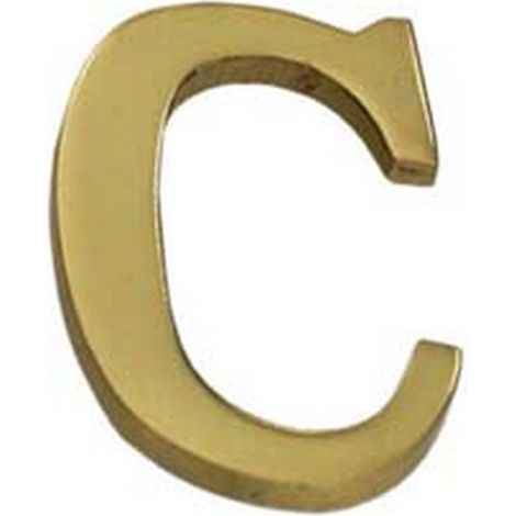 5PZ LETTERA ALFABETO "C" IN OTTONE LUCIDO