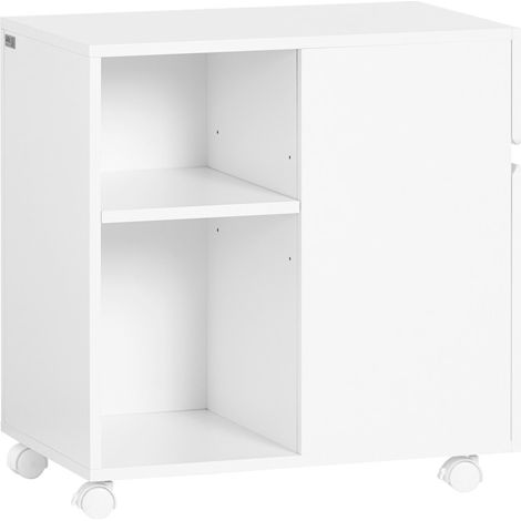 SoBuy Side Table File Cabinet Printer Stand Storage Cabinet on Wheels,ASK05-W