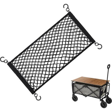 Filet de chargement - Filet de bagage de moto robuste - Tendeur élastique élastique de 38,1 x 38,1 cm - 6 crochets métalliques réglables - Rangement sécurisé pour porte-bagages de moto (1/5)