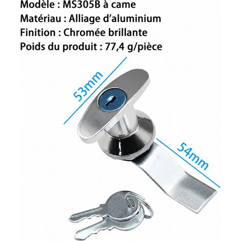 Serrure poignée bouton MS305B came haute boîtier alu plastique chrome brillant ms305b 100 g – Livraison gratuite