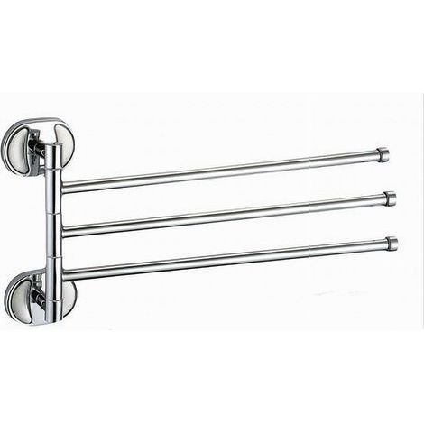 TRADE SHOP - Porta Asciugamani 3 Bracci Fissaggio A Parete Bagno Acciaio Cromato Oval 52003 - (1/2)