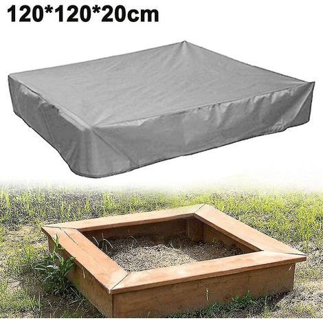 Wasserdichte Sandkastenabdeckung, Sandkastenabdeckung, Spielzeug-Sandkastenabdeckung – 120 x 120 x 20 cm – Grau