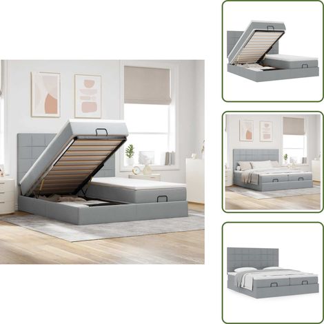 Letto matrimoniale - vidaXL Struttura Letto Pouf con Materassi 160x200 cm in Tessuto - Coprimaterasso lavabile
