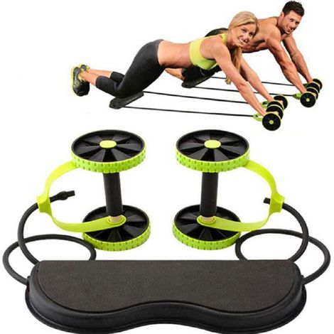 Roue abdominale double, appareil de fitness pour abdominaux, rouleau de musculation, rouleau d'entraînement pour les abdominaux, outil d'amincissement et d'entraînement musculaire, bande de résistance
