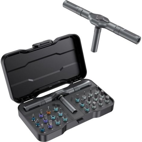 Jeu de tournevis magnétiques 24 en 1, mini tournevis à cliquet, kit de tournevis de précision amovible, kit d'outils de précision magnétique pour PC, téléphone portable, montre, vélo (1/4)