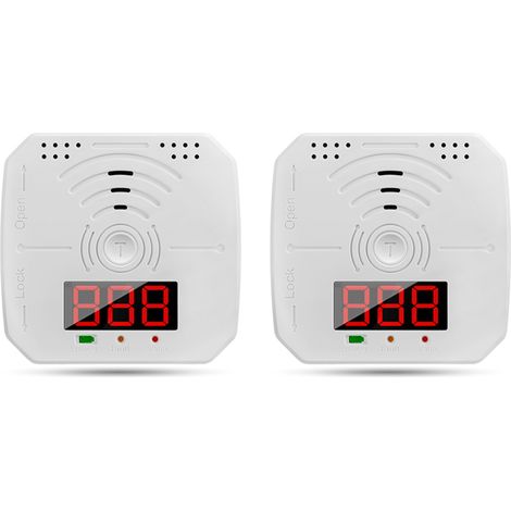 2 Packs Détecteurs de Monoxyde de Carbone Moniteur de Détecteur d'Alarme de CO Portable avec Affichage Numérique LCD Son et Lumière pour Maison Cuisine Restaurant Hôtel Bureau Fonctionnant sur Piles - (1/4)