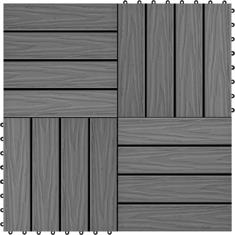 Carreau de terrasse en relief 11 pcs WPC 30x30 cm 1 m² Gris vidaXL (1/5)