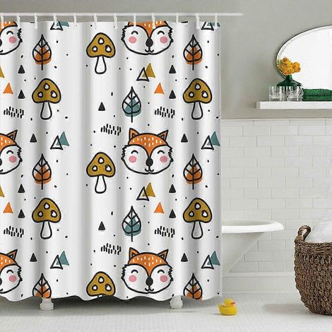 Rideau de douche 180x180 cm, style 4, lavable en machine, en polyester épais, résistant à la moisissure et imperméable. (1/2)
