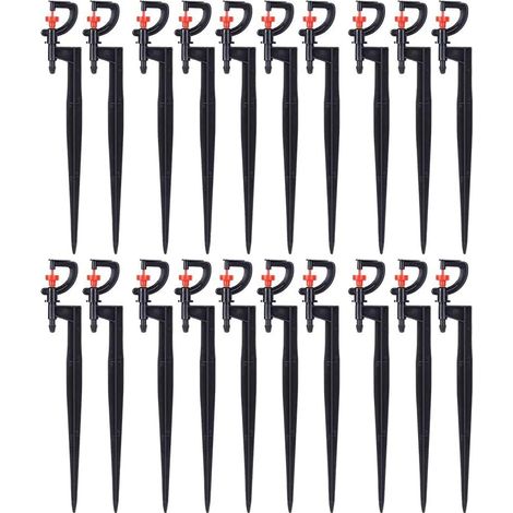 Aspersor, 40 unidades, microaspersor giratorio tipo G, para riego de césped, invernaderos y jardines con manguera (18 cm).