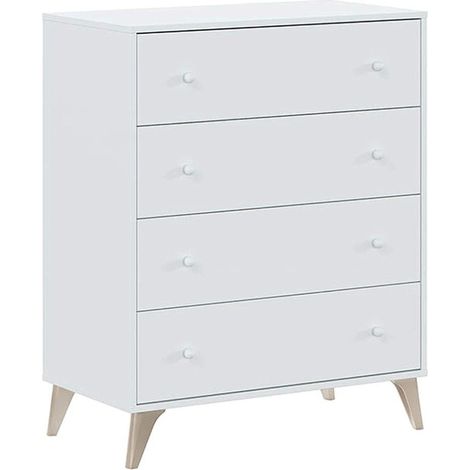 Home Heavenly® - Cómoda 4 cajones CANDY. Cajonera estilo nórdico de 95x77,5x40 cm para dormitorio matrimonio y juvenil. Color: Blanco (1/5)