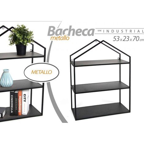 Scaffale casetta nero bacheca da muro cm 53 x 23 x 70 h
