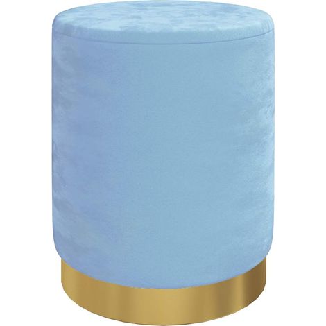 vidaXL Taburete con almacenaje redondo terciopelo 31 x 37 cm azul claro (1/2)