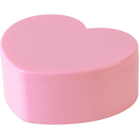 2-Layer Pink Heart-Shaped Plastic Jewelry Box (1/5)