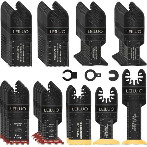50 - Lame De Scie Oscillante - Accessoire Multitool - Coupe Bois Clous Plâtre - Compatible Dewalt Makita - Sac De Rangement - Argent - Universel (1/5)