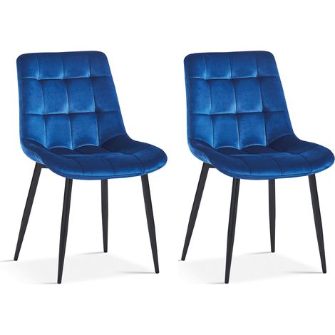 Lot de 2 chaises 50x59x82 cm en velours bleu roi - JUZO