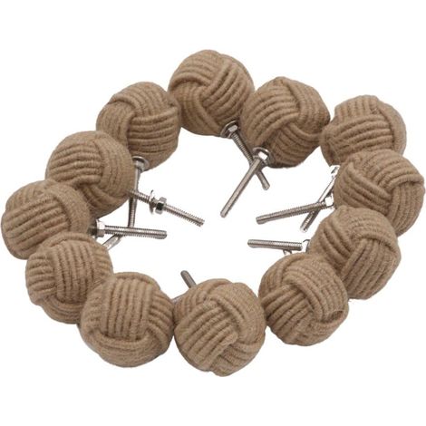 Lot de 12 boutons de porte en corde de jute décorative torsadée nautique avec nœud en corde rustique, poignées de meubles, armoires, tiroirs, quincaillerie nautique, 5,1 cm (12) (1/5)
