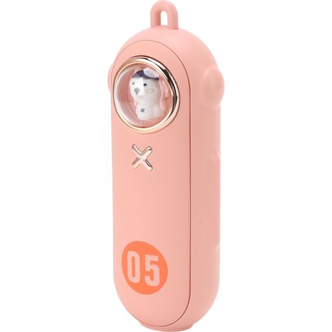 Chauffe-mains capsule spatiale, batterie externe portable 2 en 1, rechargeable par USB, rose (1/5)