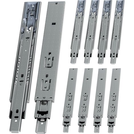 Randaco 5 Paar Schubladenschienen 300 mm Vollauszug, 3-teilig, Softclose mit Selbsteinzug, 45 kg Tragkraft, Schubladenauszug aus Stahl (1/5)