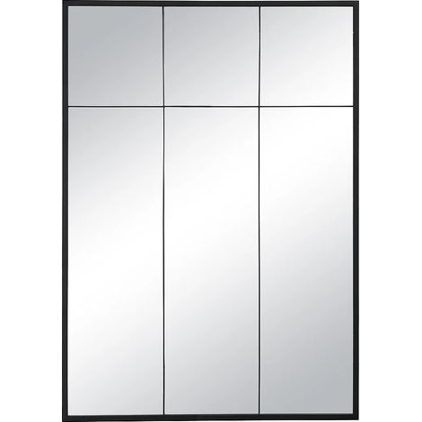 Miroir fenêtre industriel en fer - L.105 x H.150 cm - Noir - BELLAGIO (1/5)