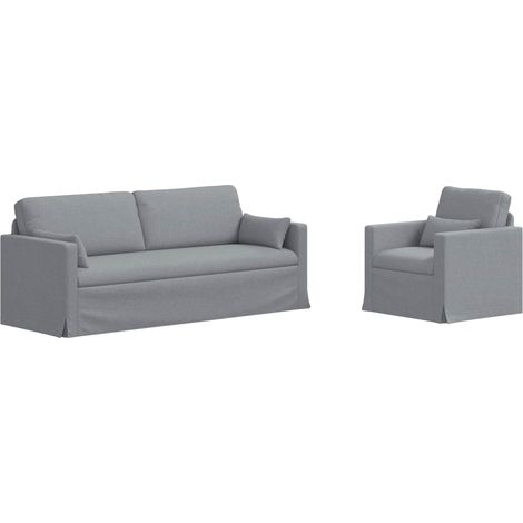Ensemble de Canapés 2 pcs Salon de jardin Gris clair 198 x 78 x 80 cm tissu (1/5)