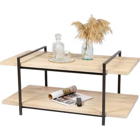 Couchtisch Kollektion DARYL – Industriestil, Eichenfarbe und Schwarz
