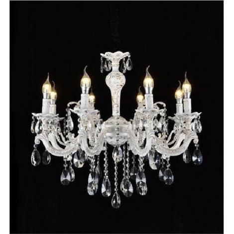 Trade Shop - KLASSISCHER DECKENLEUCHTER 8 ARME E14 ATTACK KRISTALL-EFFEKT-GLAS A01-8 - (1/2)